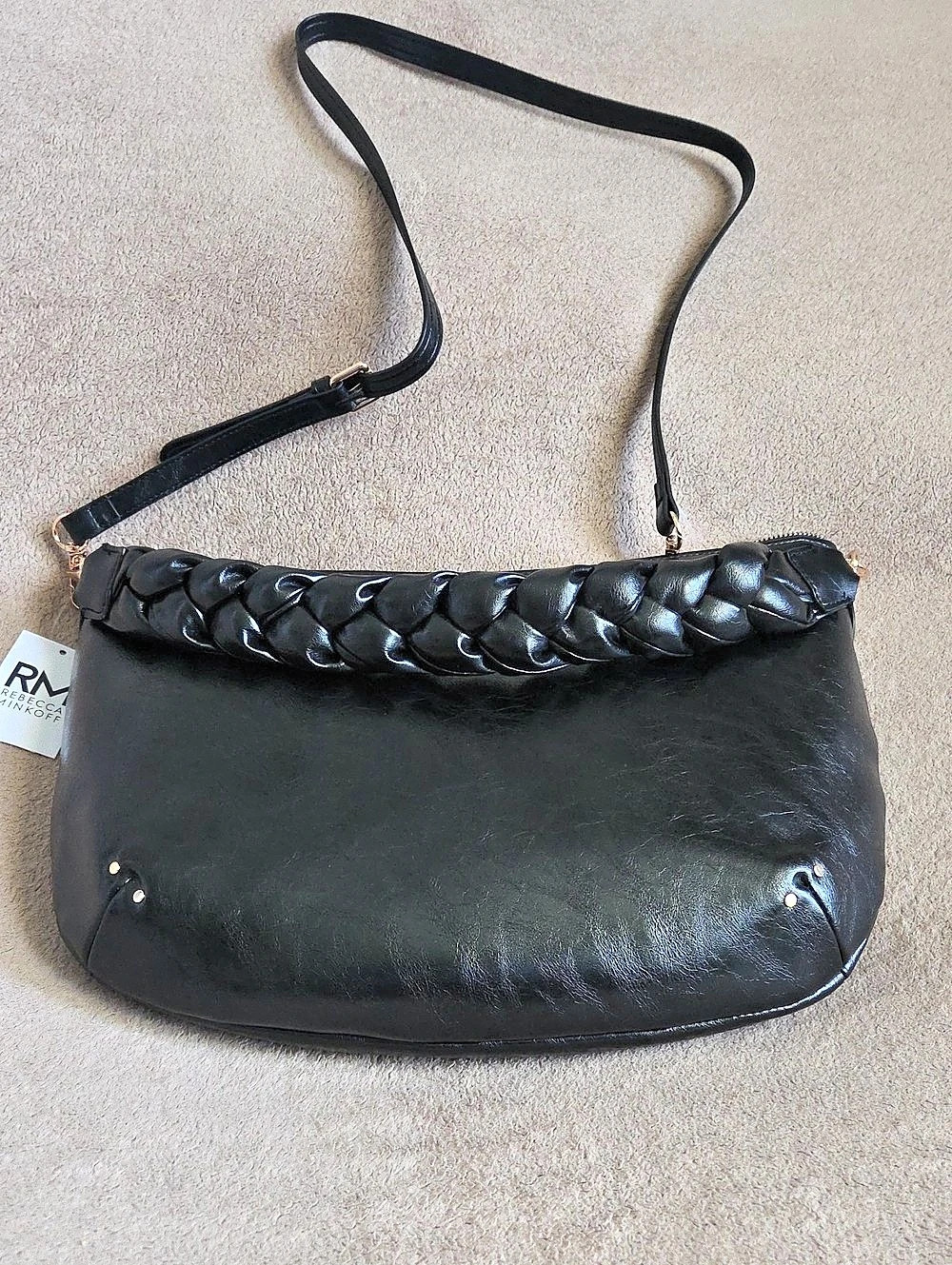 Rebecca Minkoff Eldridge Braided Shoulder Bag Black